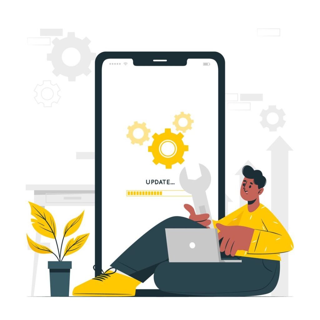 phone-setting-loading-yellow-a-man-with-laptop