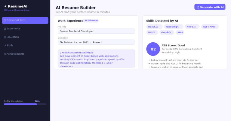 AI Resume Builder with ATS Scoring