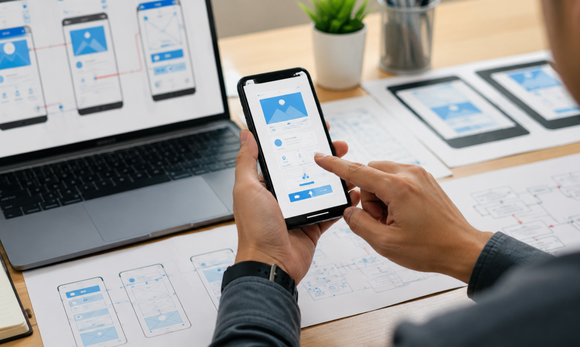 Mobile App Development Process with Smartphone UI Design and User Experience Planning