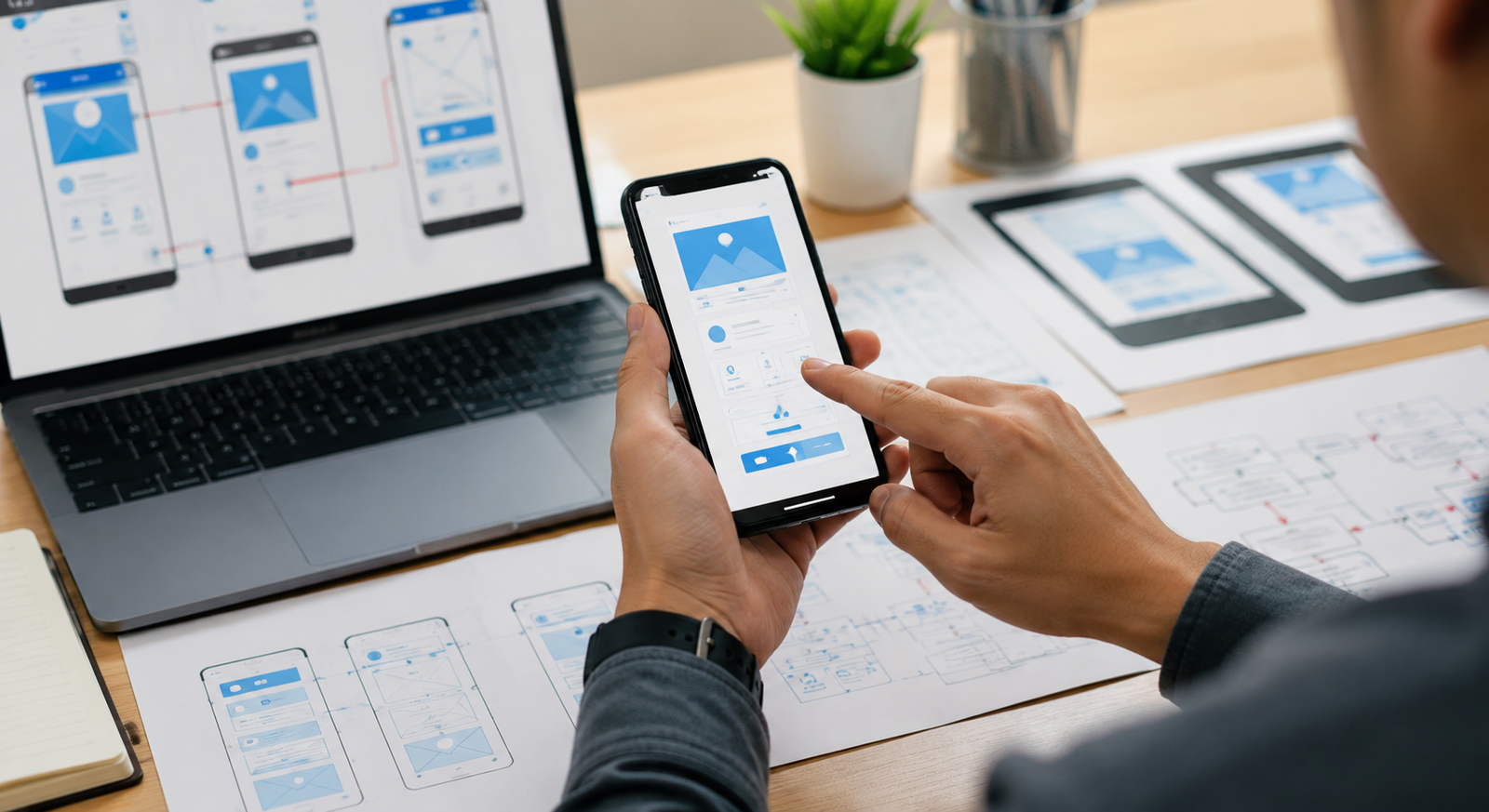 Mobile App Development Process with Smartphone UI Design and User Experience Planning